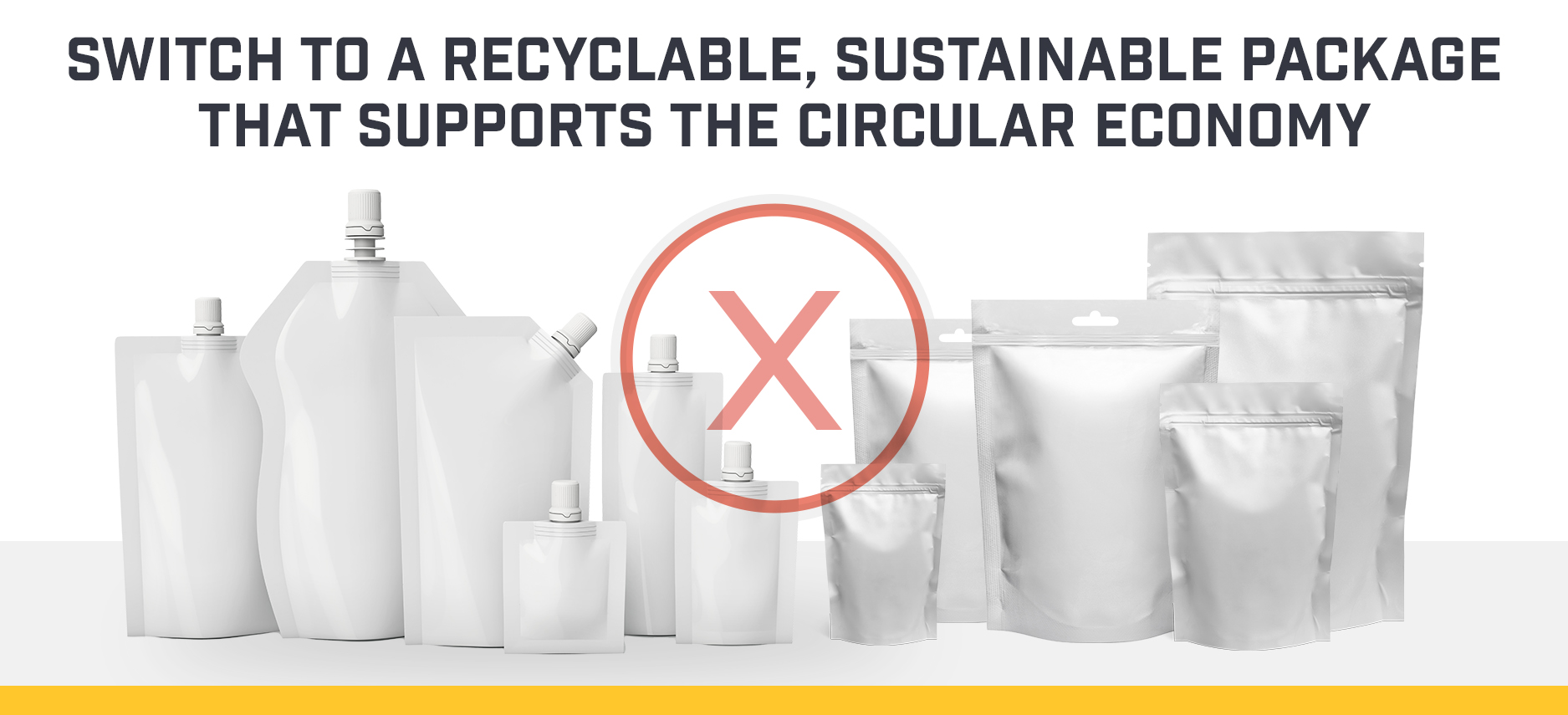 recycled content in packaging, recyclable PET package, multi-material packaging, 100% recyclability, circular economy law